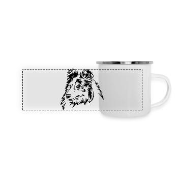 Sheltie Head - Panoramic Camper Mug - white - Front