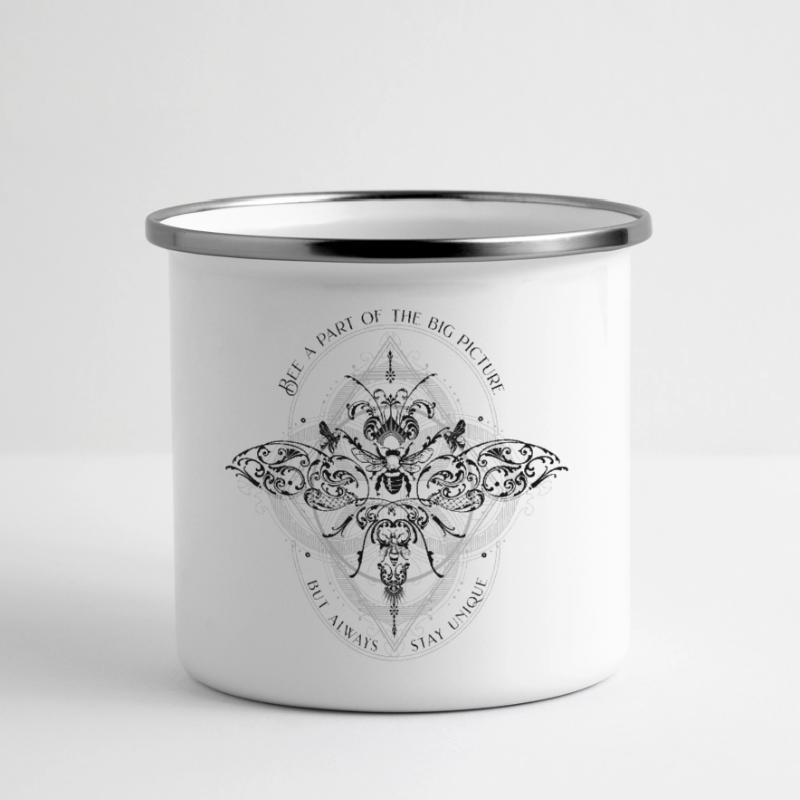 Bee Psychedelic Geometry Pattern cool dicton Mug panoramique émaillé