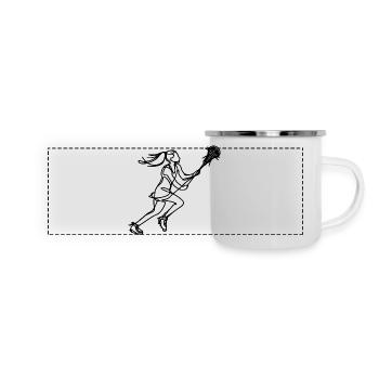 Lacrosse Mädchen - Panorama Emaille-Tasse - Weiß - Vorne