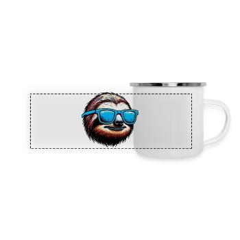 Sloth with Sunglasses - Panoramic Camper Mug - white - Front