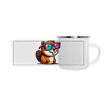 Bieber - Panorama Emaille-Tasse - Weiß - Vorne