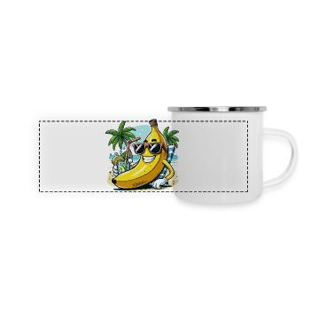 Entspannte Banane - Panorama Emaille-Tasse - Weiß - Vorne