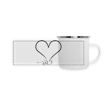 Coeur orné – minimaliste et unique - Mug panoramique émaillé - blanc - Devant