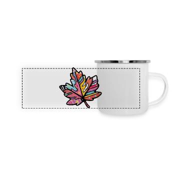 Ahorn Blatt Bunt Herbst - Panorama Emaille-Tasse - Weiß - Vorne
