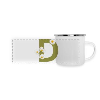 Buchstabe d Grüne Gänseblümchen - Panorama Emaille-Tasse - Weiß - Vorne