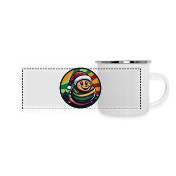 Escargot de Noël avec chapeau et écharpe - Mug panoramique émaillé - blanc - Devant