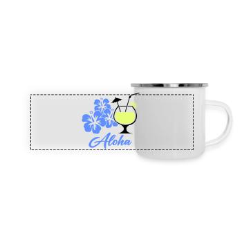 Aloha Hibiskus Tropen-Drink - Panorama Emaille-Tasse - Weiß - Vorne