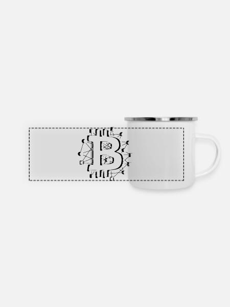 Bitcoin Platine Circuit Tech Krypto - Panorama Emaille-Tasse - Weiß