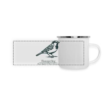 Sperling Silhouette | Ornithology | Drawing - Panoramic Camper Mug - white - Front