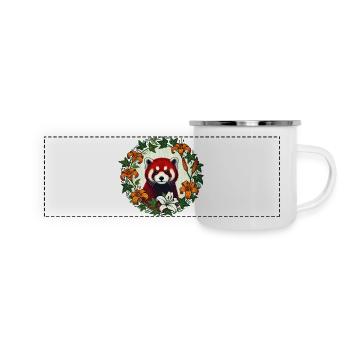Cercle floral du panda rouge - Mug panoramique émaillé - blanc - Devant