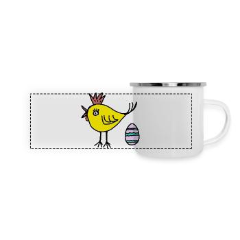 Œufs de poulet poussin de Pâques Enfants - Mug panoramique émaillé - blanc - Devant