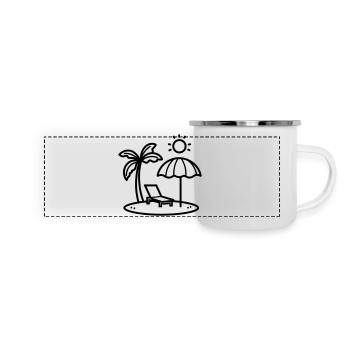 Strand - Panorama Emaille-Tasse - Weiß - Vorne