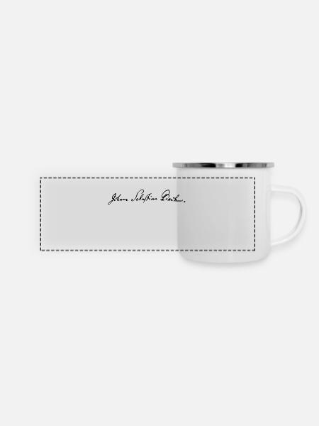 Johann Sebastian Bach Signature - Panorama Emaille-Tasse - Weiß