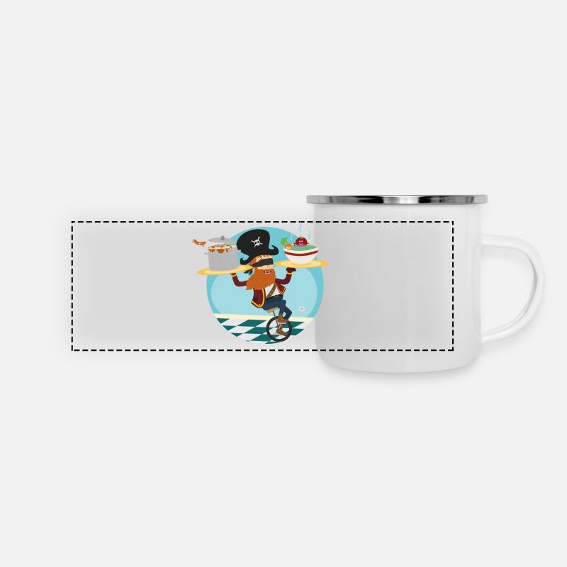pirate miam - Mug panoramique émaillé - blanc