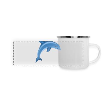 Dauphin mignon bleu - Mug panoramique émaillé - blanc - Devant