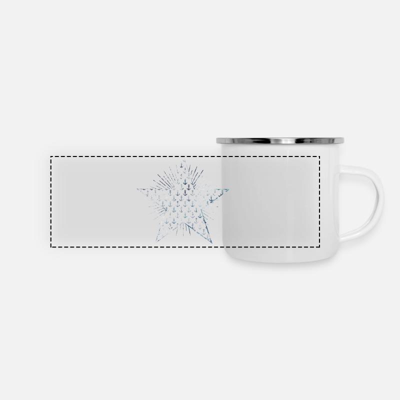 Star with anchor pattern and sunbeams - Panoramic Camper Mug - white