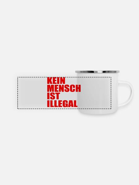 kein mensch ist illegal - Panorama Emaille-Tasse - Weiß