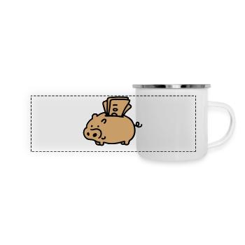 Sparschwein - Scheine 3 - Panorama Emaille-Tasse - Weiß - Vorne
