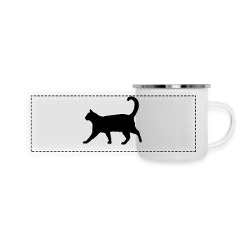 Silhouette de chat classique - Mug panoramique émaillé - blanc - Devant