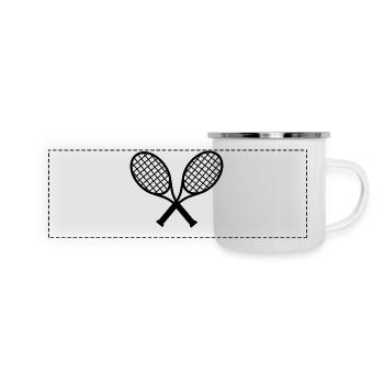 Tennisschläger Logo - Panorama Emaille-Tasse - Weiß - Vorne