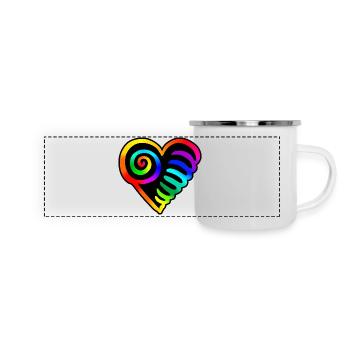 Herz Regenbogen - Panorama Emaille-Tasse - Weiß - Vorne