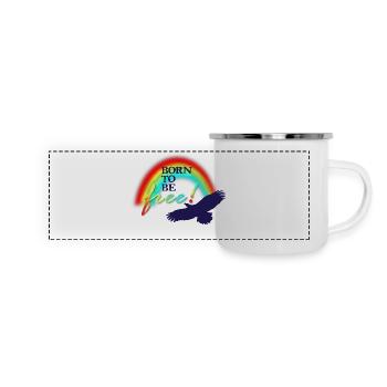 Né pour être libre - Mug panoramique émaillé - blanc - Devant