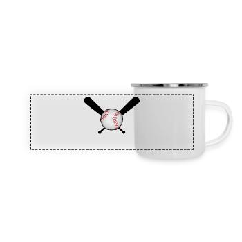 Baseball with baseball bat over cross - Panoramic Camper Mug - white - Front