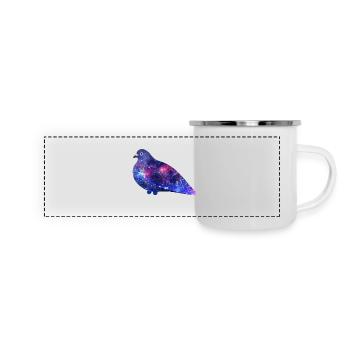 Galaxy Pigeon Friend - Panorama Emaille-Tasse - Weiß - Vorne