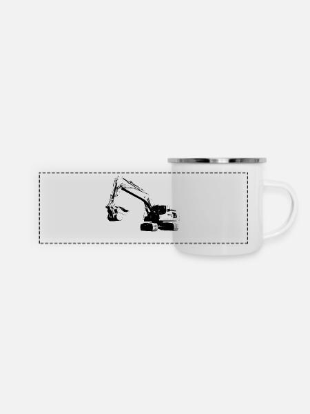 Bagger - Panorama Emaille-Tasse - Weiß