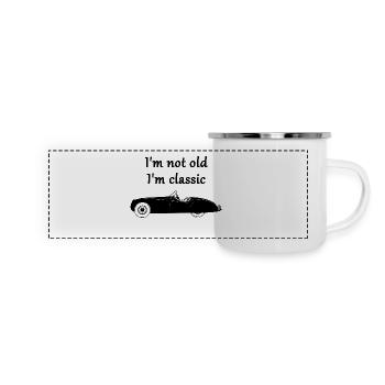 Classic Oldtimer - Panorama Emaille-Tasse - Weiß - Vorne