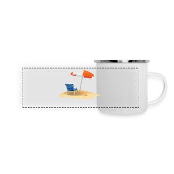 Strand - Panorama Emaille-Tasse - Weiß - Vorne