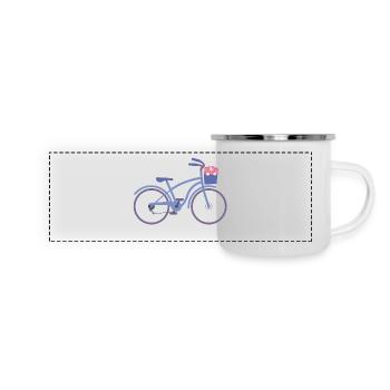 Fleurs de bicyclette - Mug panoramique émaillé - blanc - Devant