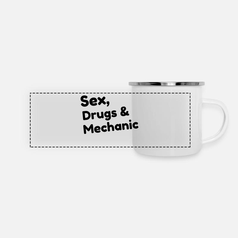 mécanique / mécanicien / mécano / garage - Mug panoramique émaillé - blanc