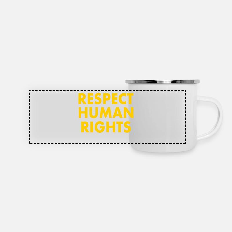 Respect human rights - Panorama Emaille-Tasse - Weiß