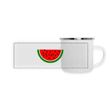 Free palestine Melon pastèque - Mug panoramique émaillé - blanc - Devant