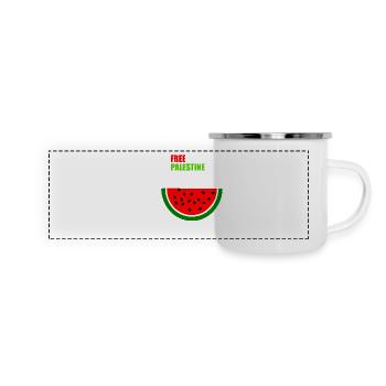 Free palestine فلسطين - Panorama Emaille-Tasse - Weiß - Vorne