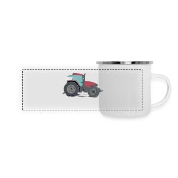 Traktor rot Landwirtschaft - Panorama Emaille-Tasse - Weiß - Vorne