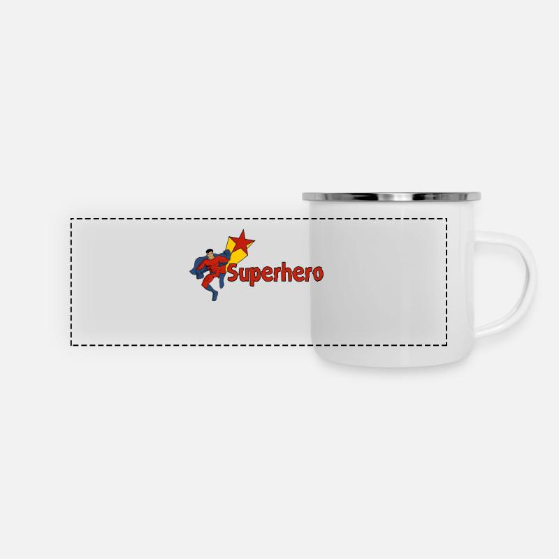 Superhero Comic Superheld - Ideale Geschenkidee - Panorama Emaille-Tasse - Weiß