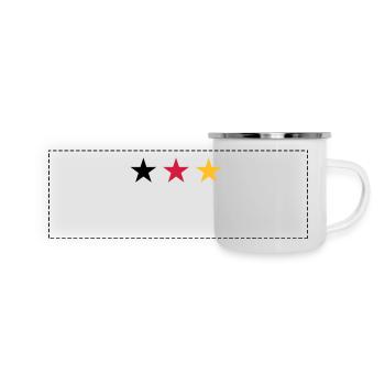 Drei Sterne Deutschlandfahne - Panorama Emaille-Tasse - Weiß - Vorne