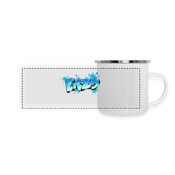 Graffiti im Enzo-Stil - Panorama Emaille-Tasse - Weiß - Vorne