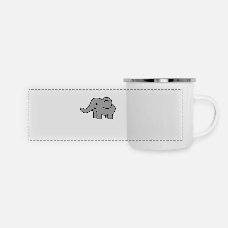 éléphant - Mug panoramique émaillé - blanc