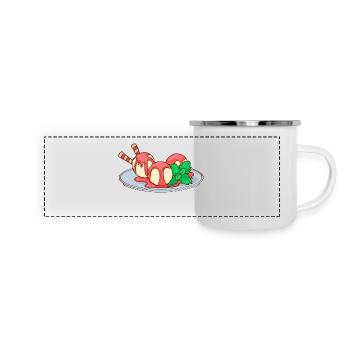 Eis Speiseeis Eiskrem Eiscreme Kugeleis Eisbecher - Panorama Emaille-Tasse - Weiß - Vorne