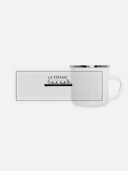 Schiff der Titanic - Panorama Emaille-Tasse - Weiß