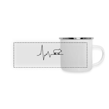 herzschlag schwein - Panorama Emaille-Tasse - Weiß - Vorne