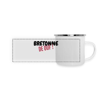 Bretagne / Breton / Bretonne / BZH / Breizh - Mug panoramique émaillé - blanc - Devant