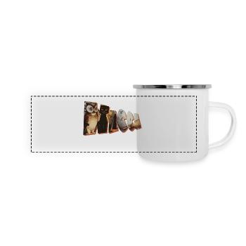 wicca lettering owl cat broom - Panoramic Camper Mug - white - Front