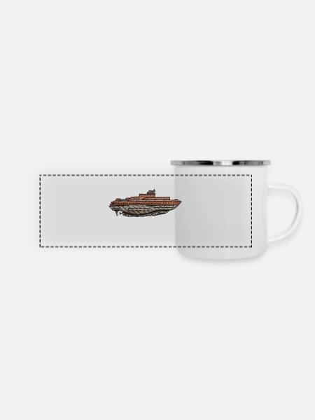 U-Boot alt und rostig - Panorama Emaille-Tasse - Weiß