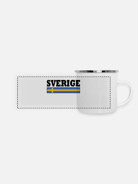 Schweden - Panorama Emaille-Tasse - Weiß