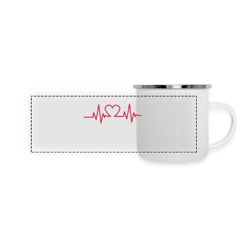Heartbeat - Panorama Emaille-Tasse - Weiß - Vorne