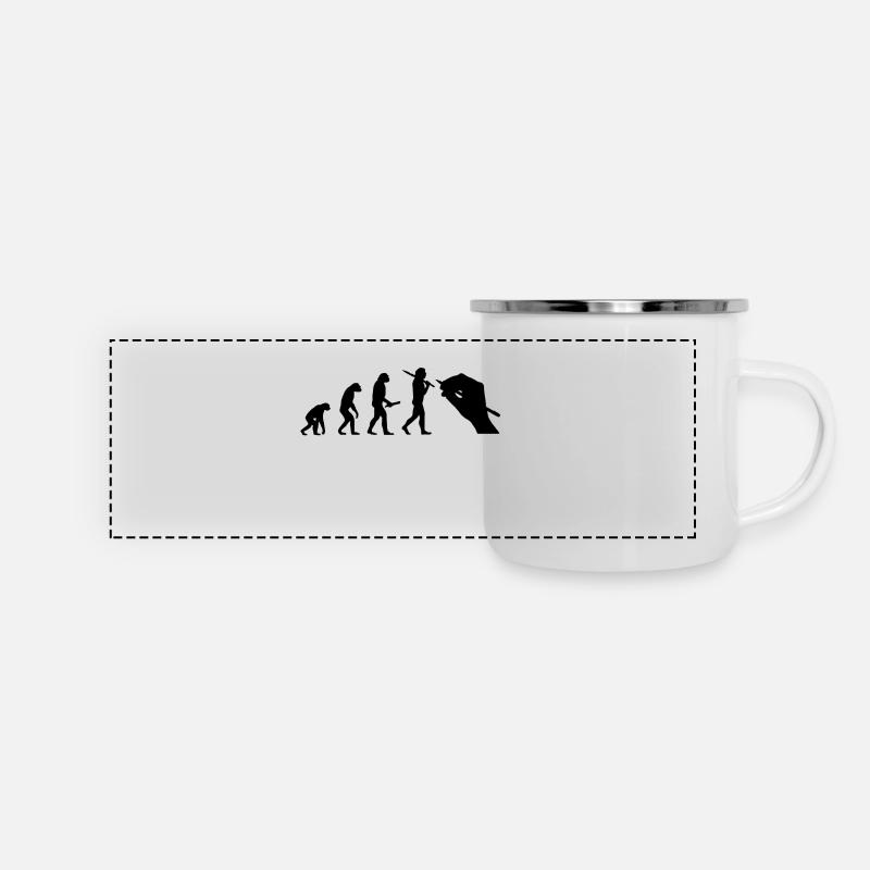 Evolution Entwicklung Fortschritt Mensch Künstler - Panorama Emaille-Tasse - Weiß